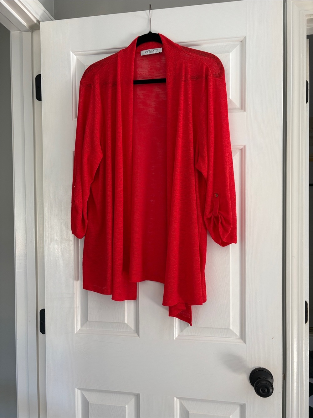 Kasper Red Open-Front Women's Cardigan
